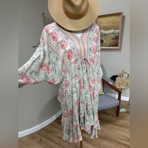 R. Vivimos boho Floral ruffle flowy Swing Mini Dress